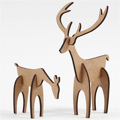 Creativ Company Edelhert en hinde, h: 5+12,5 cm, l: 6,5+8 cm, 1 set