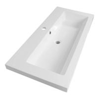 Brauer Solar Medium Wastafel - 100 cm - met 1 Spoelbak en 1 Kraangat - Mineraalmarmer Zijdeglans Wit - thumbnail