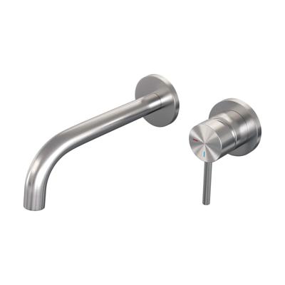 Inbouw Wastafelmengkraan Brauer Brushed Edition Coldstart Gebogen Uitloop Ronde Hendel Rechts Geborsteld RVS PVD Met Rozetten Brauer
