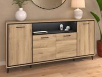 Dressoir OSTEO 4 deuren kronberg eik/zwart met led - thumbnail