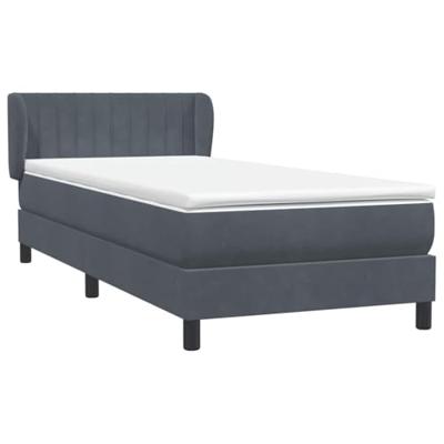 Boxspring met matras fluweel donkergrijs 90x210 cm
