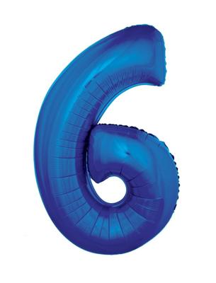 Folieballon Blauw Cijfer &apos;6&apos; Groot