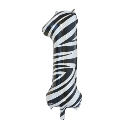Folieballon Cijfer 1 Zebra (86cm)