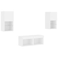 4-delige tv-wandmeubelset met LED-verlichting wit - thumbnail