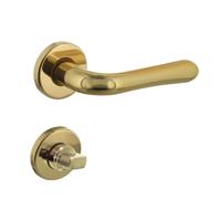 Deurkruk Saturnus op rozet verdekt ø49x7mm en WC-sluiting met stift 8x8mm messing gelakt - thumbnail