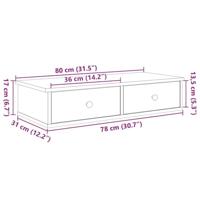 Wandschap met lades 80x31x17 cm bewerkt hout artisanaal eiken - thumbnail