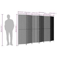 Kamerscherm 6 panelen poly rattan zwart - thumbnail