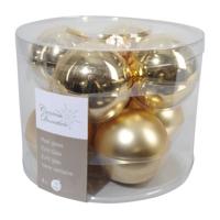 Decoris kerstballen Glas 8st licht goud 7cm - thumbnail