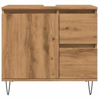 Badkamerkast 65x33x60 cm bewerkt hout artisanaal eikenkleurig - thumbnail