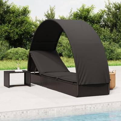 Ligbed met rond dak 211x57x140 cm poly rattan zwart Ligbed met rond dak 211x57x140 cm poly rattan zwart