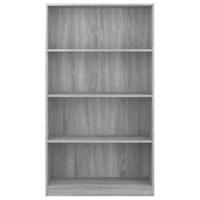 Boekenkast met 4 schappen 80x24x142 cm bewerkt hout grijs - thumbnail