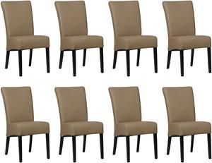 Set van 8 Taupe leren landelijke eetkamerstoelen Just - Toledo Leer Mocca (taupe leer)