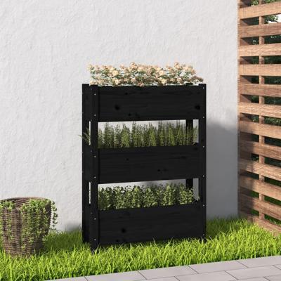 VidaXL Plantenbak 77x25x104,5 cm massief grenenhout zwart
