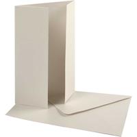 Creativ Company Parelmoer kaart & envelop, afmeting kaart 10,5x15 cm, afmeting envelop 11,5x16,5 cm, 230+120 gr, off-white, 10 set/ 1 doos - thumbnail