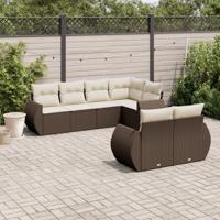 7-delige Loungeset met kussens poly rattan bruin - thumbnail