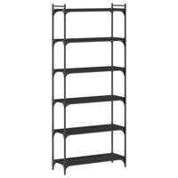Boekenkast 6-laags 80x30x188 cm bewerkt hout zwart - thumbnail