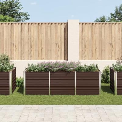 VidaXL Plantenbak verhoogd 240x80x77 cm gegalvaniseerd staal bruin VidaXL Plantenbak verhoogd 240x80x77 cm gegalvaniseerd staal bruin