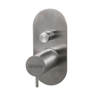 Inbouwkraan Qisani Flow Thermostatisch 2-weg Ovaal Geborsteld RVS - thumbnail