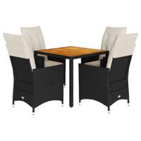 5-delige Tuinset met kussens poly rattan zwart - thumbnail