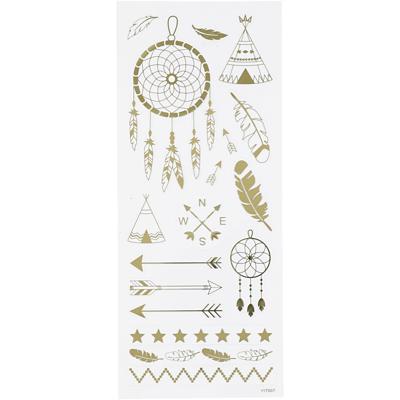 Creativ Company Stickers, indianen, vel 10x24 cm, ca. 17 stuk, goud, 1 vel