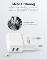 Goobay USB lader haaks dubbel 2,4A wit - 9550150 - thumbnail