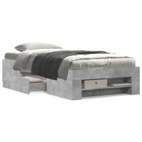 Bedframe bewerkt hout betongrijs 75x190 cm - thumbnail
