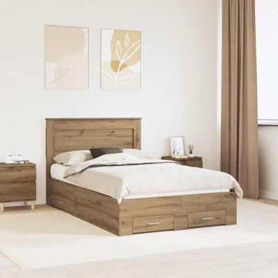 Bedframe met lade met hoofdeinde met opslag Bewerkt hout