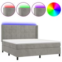 Boxspring met matras en LED fluweel lichtgrijs 160x200 cm - thumbnail