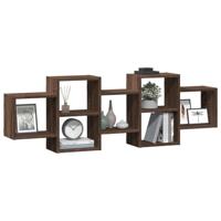 Wandschap 129x18x42 cm bewerkt hout bruin eikenkleurig - thumbnail