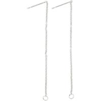 Creativ Company Oorbellen van ketting, l: 70 mm, verzilverd, 1 paar - thumbnail