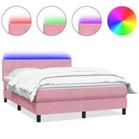 Boxspring met matras en LED fluweel roze 140x220 cm - thumbnail
