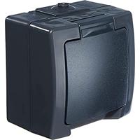 Nautic wandcontactdoos enkel IP44 1V RA antraciet - thumbnail