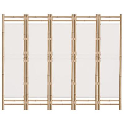 Kamerscherm 5-panelen inklapbaar 200 cm bamboe en canvas