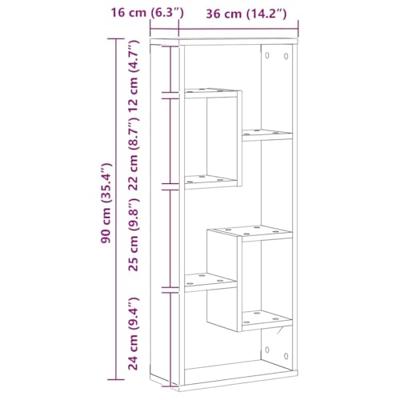Wandplank 36x16x90 cm bewerkt hout oud houtkleurig
