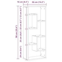 Wandplank 36x16x90 cm bewerkt hout oud houtkleurig - thumbnail