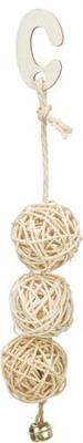 TRIXIE 3 ROTAN BALLEN MET BEL AAN TOUW NATUREL 24 CM TRIXIE 3 ROTAN BALLEN MET BEL AAN TOUW NATUREL 24 CM