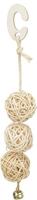 TRIXIE 3 ROTAN BALLEN MET BEL AAN TOUW NATUREL 24 CM - thumbnail