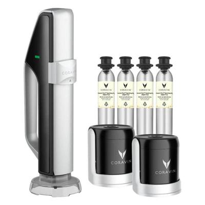 Coravin Sparkling wijnbewaarsysteem zwart - inclusief charger, 2 stoppen, 4 CO₂-capsules & flessenhoes - behoudt bubbels tot 4 weken