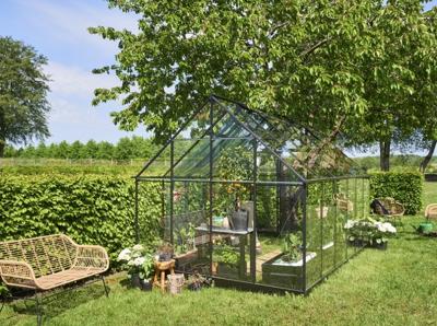 Tuinkas Qube 812, zwart, veiligheidsglas 3mm/1 Halls - Royal well Tuinkas Qube 812, zwart, veiligheidsglas 3mm/1 Halls - Royal well