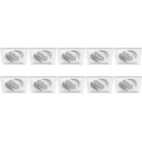 GU10 Inbouwspots Vierkant Wit Aluminium - 10-Pack Kantelbaar 80mm - thumbnail