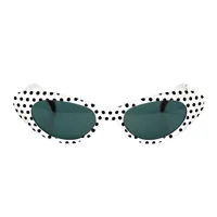 Rock & Roll Bril Wit met Zwarte Stippen - thumbnail