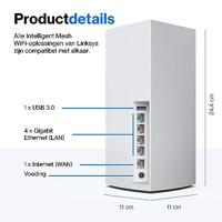 Linksys Mx5300-Eu Velop Mx5300 Triple Band Wi-Fi 6 (Ax) Multiroom Intelligent Mesh-Systeem,één maat - thumbnail