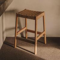 Kave Home Barkruk 'Yalia' Eikenhout, kleur Naturel (zithoogte 66cm) - thumbnail