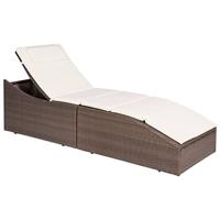 Ligbed met kussen poly rattan bruin - thumbnail