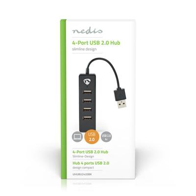 Nedis UHUBU2420BK Usb-hub 4-poorts Usb 2.0 Zwart - thumbnail