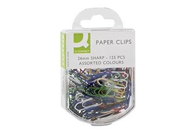 Q-CONNECT papierklemmen, 26 mm, gekleurd, doos van 125 stuks, ophangbaar