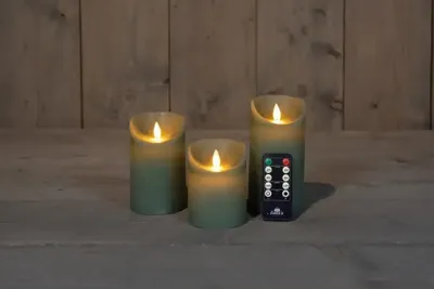 LED Kaarsen Wax Jade Groen 3st