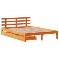 Bedframe met lades massief grenenhout wasbruin 150x200 cm - thumbnail