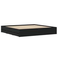 Bedframe met lades bewerkt hout zwart 180x200 cm - thumbnail