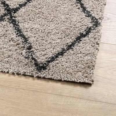 VidaXL Vloerkleed pamplona shaggy hoogpolig 80x150 cm beige antraciet - thumbnail